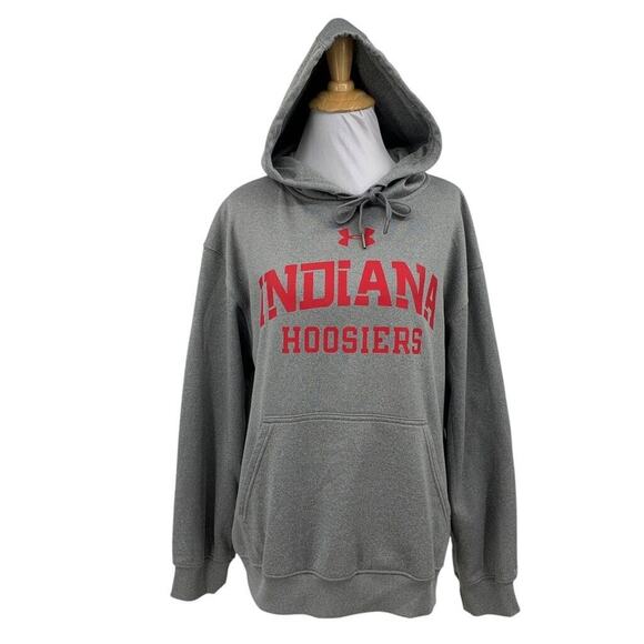 Under Armour Indiana Hoosiers Sweatshirt Womens S Small Grey Fleece Lined Hoodie - Picture 1 of 12
